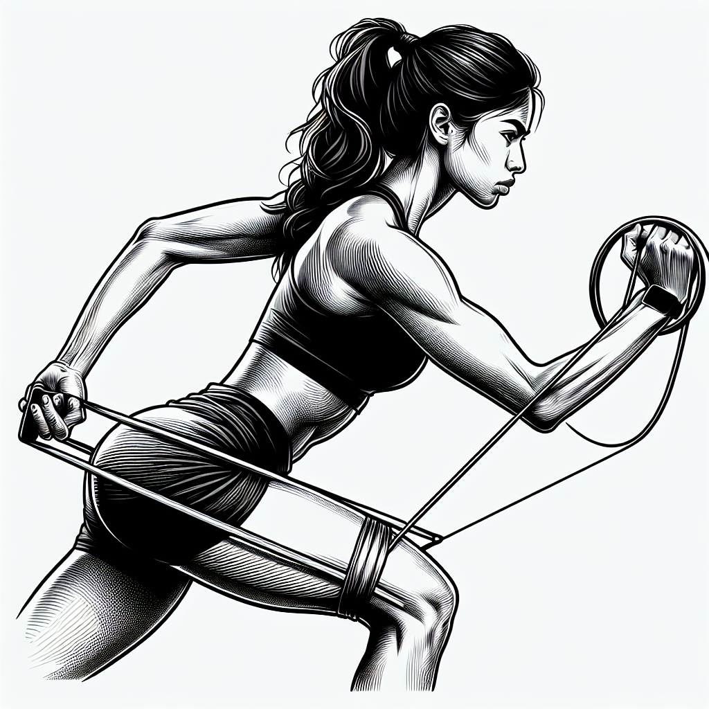 阻力带旋转拉动动作示范