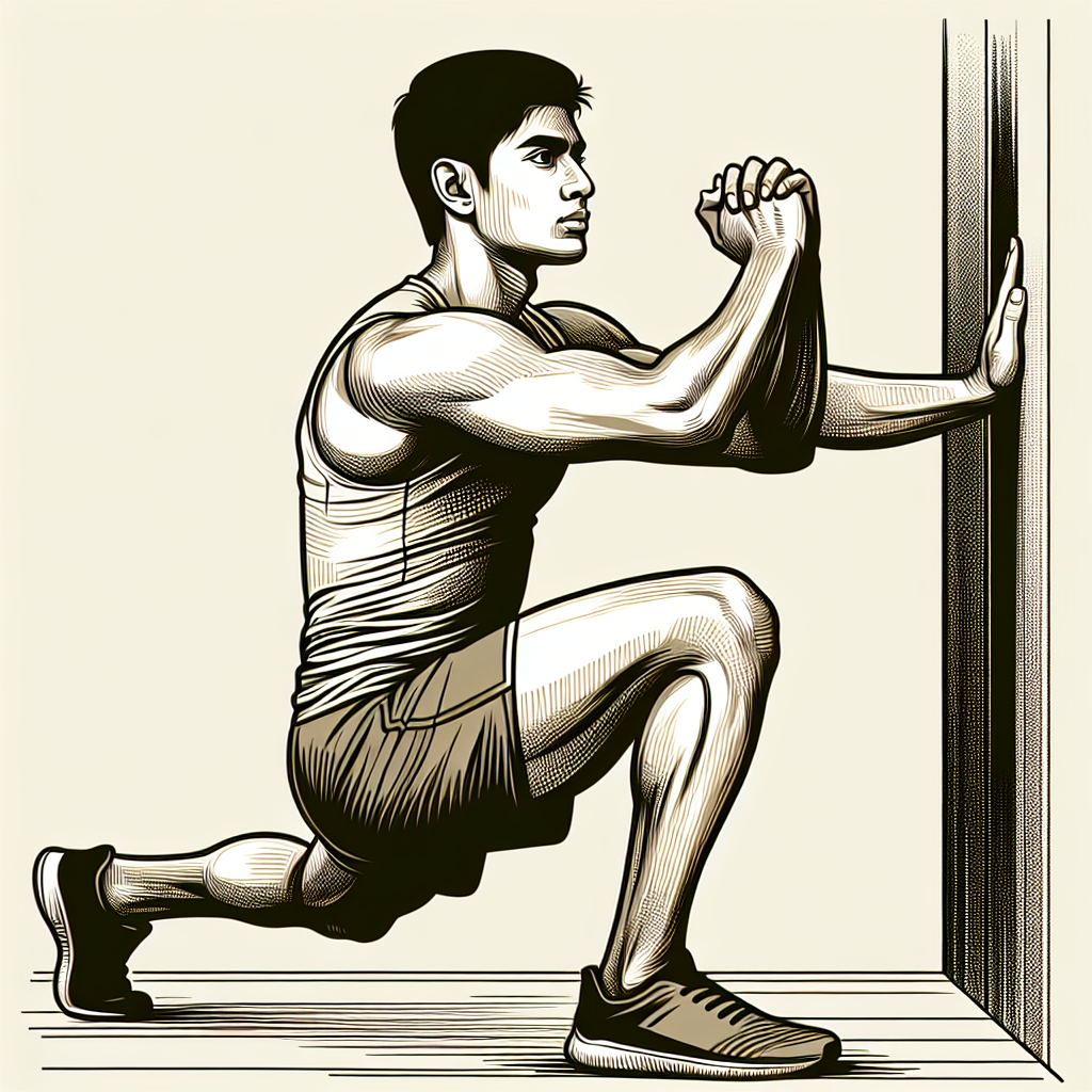 单腿靠墙蹲动作示范